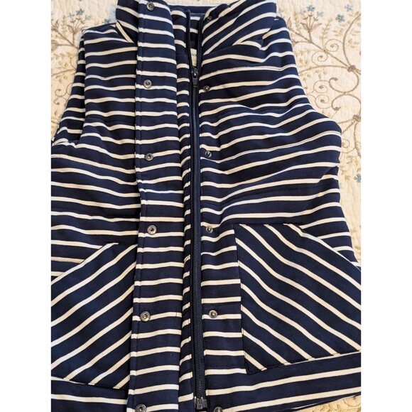 Grace & Lace Full Zip/ Snap Buttons Navy Blue With White Stripes Vest Womens XXS - Picture 2 of 13
